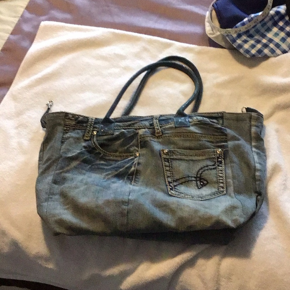 Distressed look blue jean purse/tote
